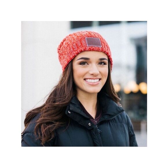 Love Your Melon OS Red Blue White Chunky Knit Slouchy Beanie Hat main image 7